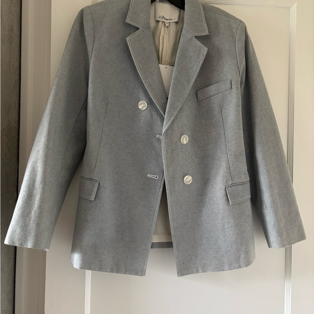 New with Tags Philip Lim Light Denim Double-Breasted Blazer